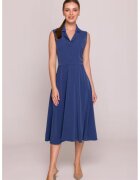 Stylove Rochie evazata cu guler - - Albastru