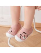 Superbaby Botosei tip Mocasini Model AL 18610 Teddy - Fete - Talpa antiderapanta - Roz