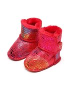 Superbaby Cizmulite pentru bebelusi - rosii - cu design stralucitor si blanita pufoasa - Rosu
