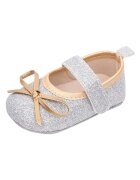Superbaby Pantofi Cu Fundita Aurie - Elegant - Piele ecologica - Fete - Velcro - Argintiu