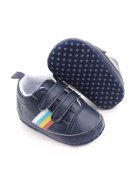 Superbaby Pantofi sport Model AL 16340 cu dungi multicolore - pentru bebelusi - Piele ecologica - Bleumarin - Bleumarin