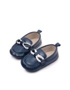 Superbaby Pantofi Tip Mocasini - Cu Fir Alb Impletit - Casual - Piele ecologica - Baieti - Fara inchidere - Bleumarin