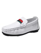 Superbaby Pantofi Tip Mocasini - Elegant - Piele ecologica - Baieti - Fara inchidere - Alb