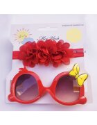 Superbaby Set bentita si ochelari de soare Model AL 17446 Little Daisy - Fete - Rosu - Rosu