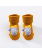 Superbaby Sosete Flausate - Antiderapante - Model Jucarioare De Craciun - Model 5 - Galben mustar