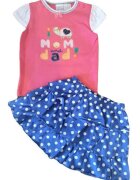 SuperBebeShop Compleu Model I Love Mom And Dad - Bumbac - Fete - Maneca scurta - Multicolor