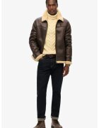 Superdry  Co SUPERDRY - Jacheta din piele ecologica cu captuseala din material teddy - Maro inchis