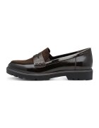 Tamaris Pantofi loafer cu aspect lacuit si varf rotund - Maro inchis/Negru