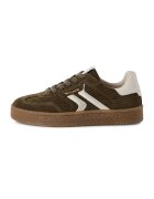 Tamaris Pantofi sport din piele intoarsa cu aspect texturat - Verde masliniu/Caramel/Alb murdar