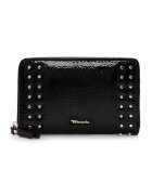 Tamaris Portofel din piele ecologica cu aplicatii metalice decorative si fermoar - Negru