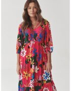 Tatuum Rochie lunga cu model si decolteu in V - Verde/Roz aprins/Albastru royal
