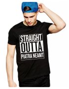 THEICONIC Tricou negru barbati - Straight Outta Piatra Neamt - Alb