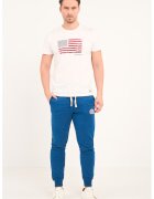 Timeout Pantaloni de trening cu snur si logo brodat - Albastru