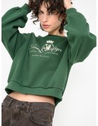 Tommy Hilfiger Bluza de trening cu croiala crop - maneci cazute si imprimeu logo - Verde inchis