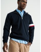 Tommy Hilfiger Bluza de trening din amestec de bumbac organic cu fenta cu fermoar - Albastru ultramarin