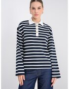 Tommy Hilfiger Bluza polo cu dungi - Albastru ultramarin/Alb murdar