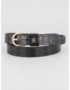 Tommy Hilfiger Curea ingusta din piele - Negru