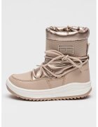 Tommy Hilfiger Ghete din piele ecologica cu garnituri din material textil si aspect metalic - Roz prafuit/Bronz