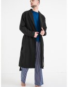 Tommy Hilfiger Halat de baie din amestec de bumbac organic cu logo - Negru