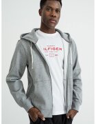Tommy Hilfiger Hanorac din amestec de bumbac cu fermoar - Gri inchis melange