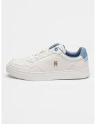 Tommy Hilfiger Pantofi sport de piele cu logo - Albastru lavanda/Alb optic