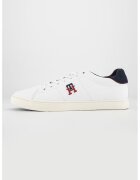 Tommy Hilfiger Pantofi sport de piele si piele ecologica cu detalii contrastante - Alb/Bleumarin
