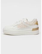 Tommy Hilfiger Pantofi sport din piele si piele ecologica Lux Court - Auriu/Alb fildes