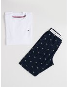 Tommy Hilfiger Pijama din amestec de bumbac cu pantaloni lungi - Alb/Bleumarin