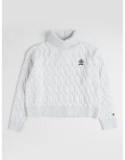 Tommy Hilfiger Pulover cu torsade si guler inalt - Gri deschis melange