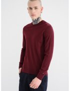 Tommy Hilfiger Pulover din lana merinos cu decolteu la baza gatului - Visiniu