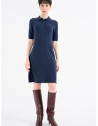 Tommy Hilfiger Rochie-triocu din lana cu guler polo - Bleumarin