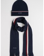 Tommy Hilfiger Set de caciula si fular din amestec de lana cu logo - Visiniu/Bleumarin