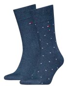 Tommy Hilfiger Set de sosete lungi cu modele diverse - 2 perechi - Albastru inchis/Alb murdar