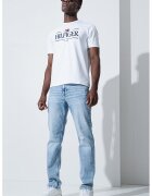 Tommy Hilfiger Tricou regular-fit cu decolteu la baza gatului si logo - Alb optic/Bleumarin