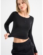 Tommy Jeans Bluza crop cu decolteu rotund - Negru