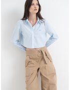 Tommy Jeans Camasa crop cu maneci lungi - Alb/Albastru deschis