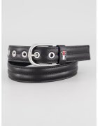Tommy Jeans Curea din piele cu aplicatie logo metalica - Negru