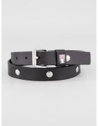 Tommy Jeans Curea ingusta din piele cu aplicatie logo metalica - Negru