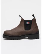 Tommy Jeans Ghete Chelsea din piele cu logo - Maro inchis