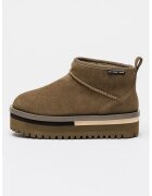 Tommy Jeans Ghete slip-on flatform din piele intoarsa - Gri inchis
