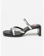 Tommy Jeans Papuci din piele cu toc The Soho - Argintiu