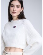 Tommy Jeans Pulover crop cu detaliu logo - Alb