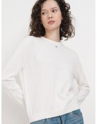 Tommy Jeans Pulover din bumbac organic cu decolteu la baza gatului - Alb
