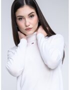 Tommy Jeans Pulover din bumbac organic cu guler inalt si model uni - Alb