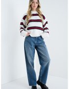 Tommy Jeans Pulover lejer cu dungi - Rosu/Alb