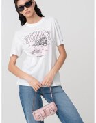 Tommy Jeans Tricou cu logo si imprimeu - Roz pastel/Negru stins/Alb murdar