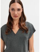 Top Secret Bluza cu decolteu in V si maneci scurte - Alb/Negru