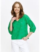 Top Secret Bluza perforata cu decolteu in V si maneci medii - Verde
