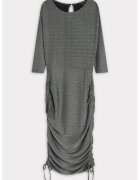 Top Secret Rochie midi cu snururi laterale - Gri inchis melange