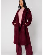 uFIT Palton lung din mix de lana 18421 - Visiniu